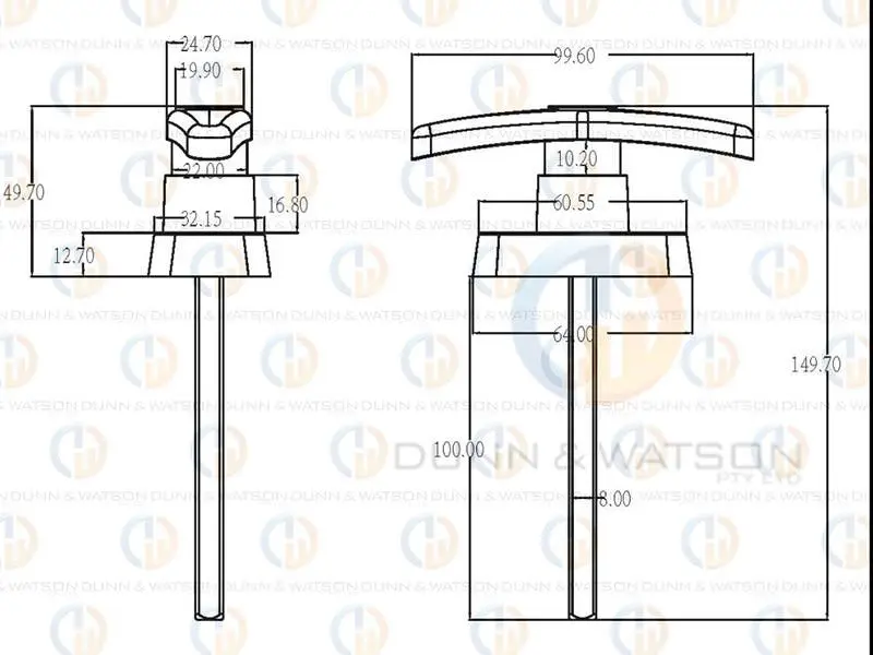 Rear Fixing T Handle - Black - 2