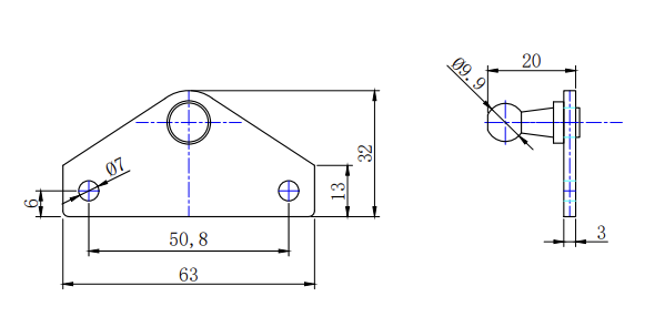 Dunn And Watson Gas Strut Bracket 10mm Flat Dimensions