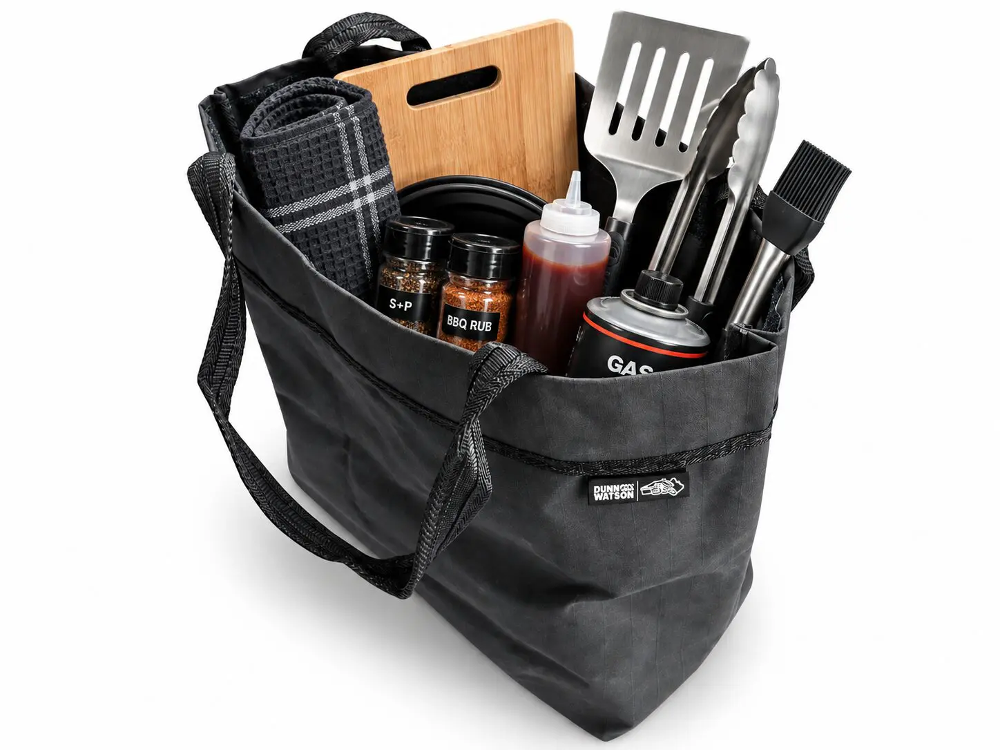 Camp Beach Bag And Bbq Or Shower Caddy Kit Setup For Bbq