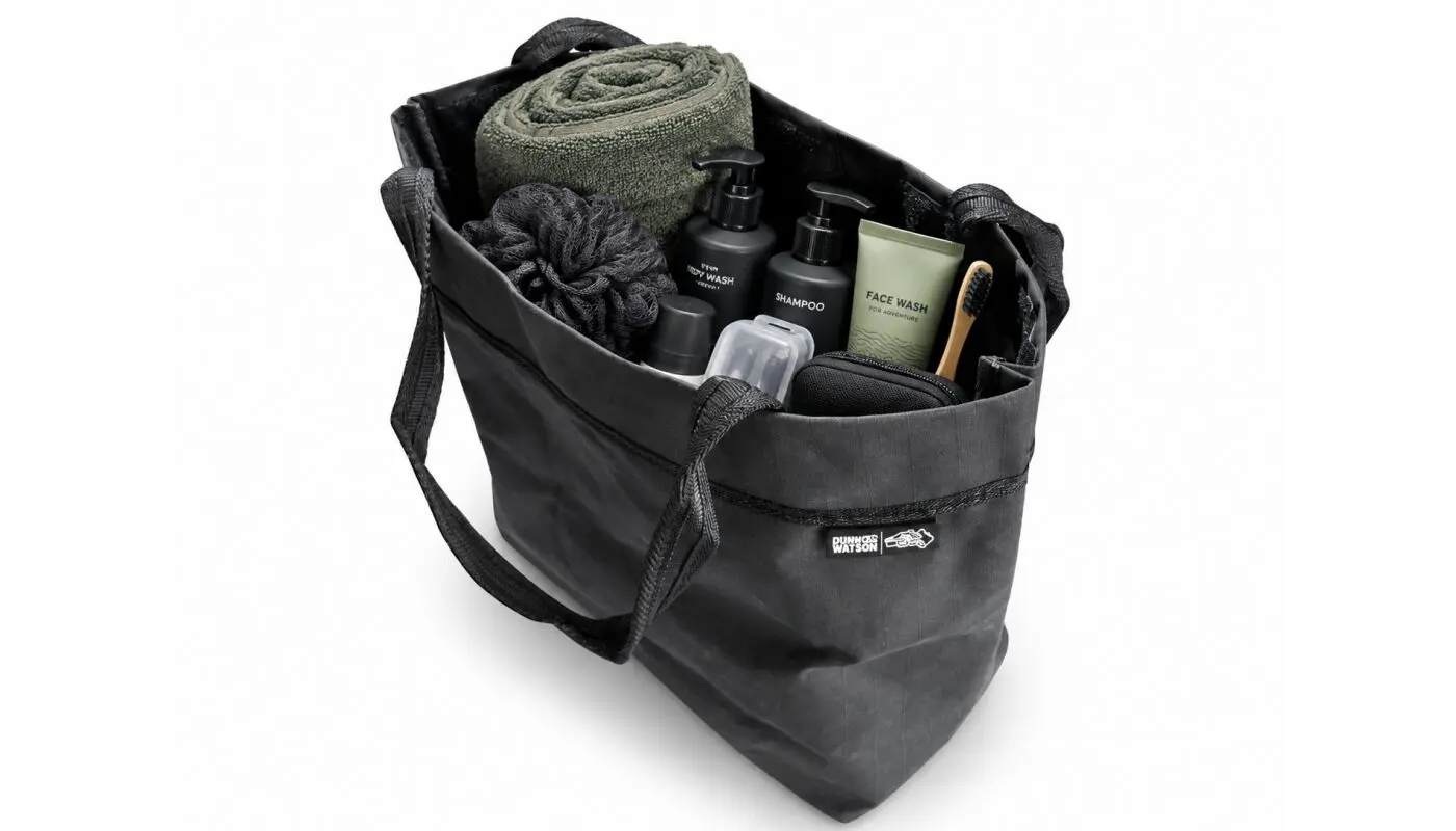 Camp Beach Bag And Bbq Or Shower Caddy Kit Setup For Showe