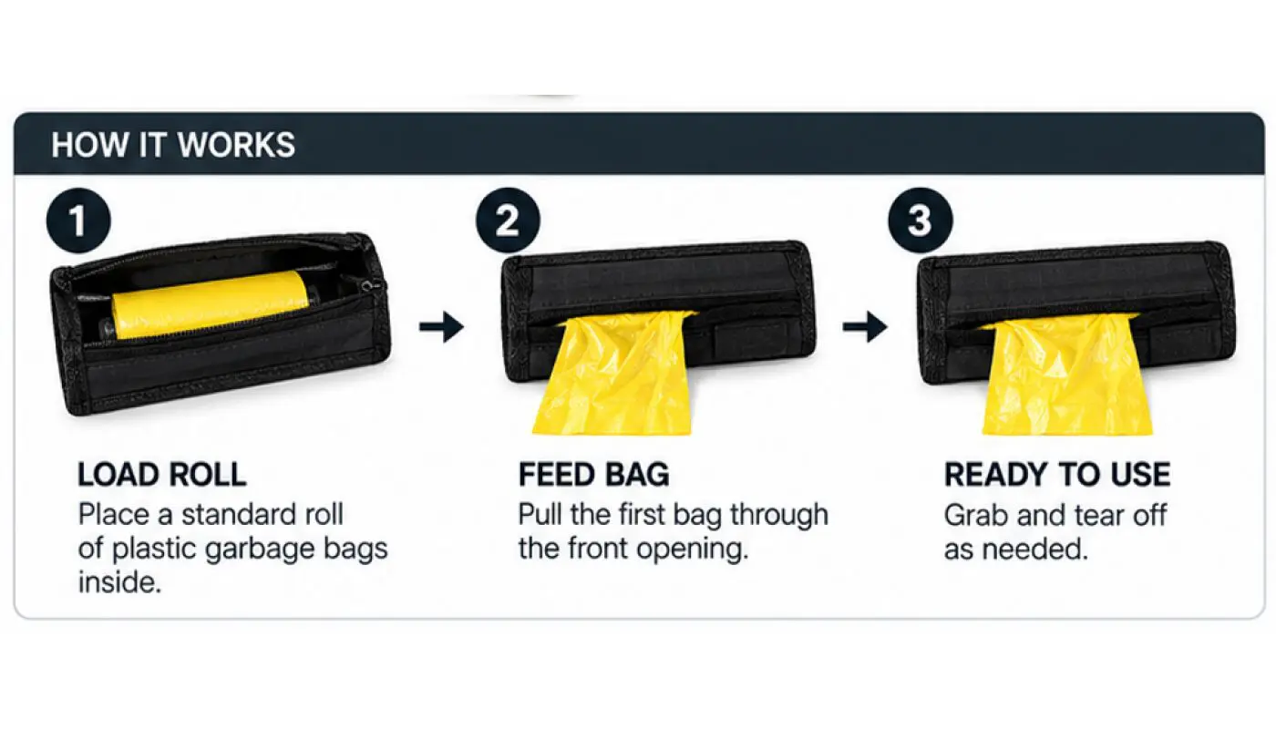 Garbage Bag Dispenser – Velcro Backed 4WD & Caravan Organiser - 2