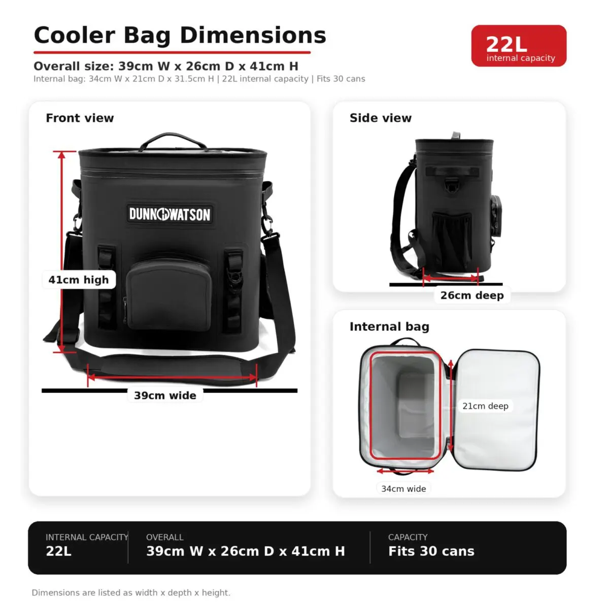 Dunn And Watson Cooler Bag Dimensions