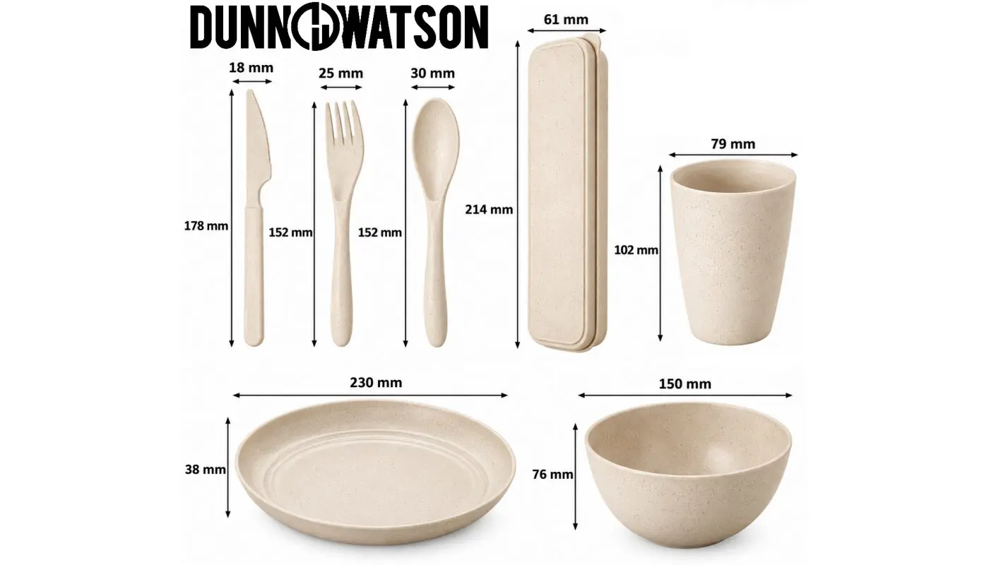 Dunn Watson 4x4 Plastic Camp Cutlery Set Dimenions