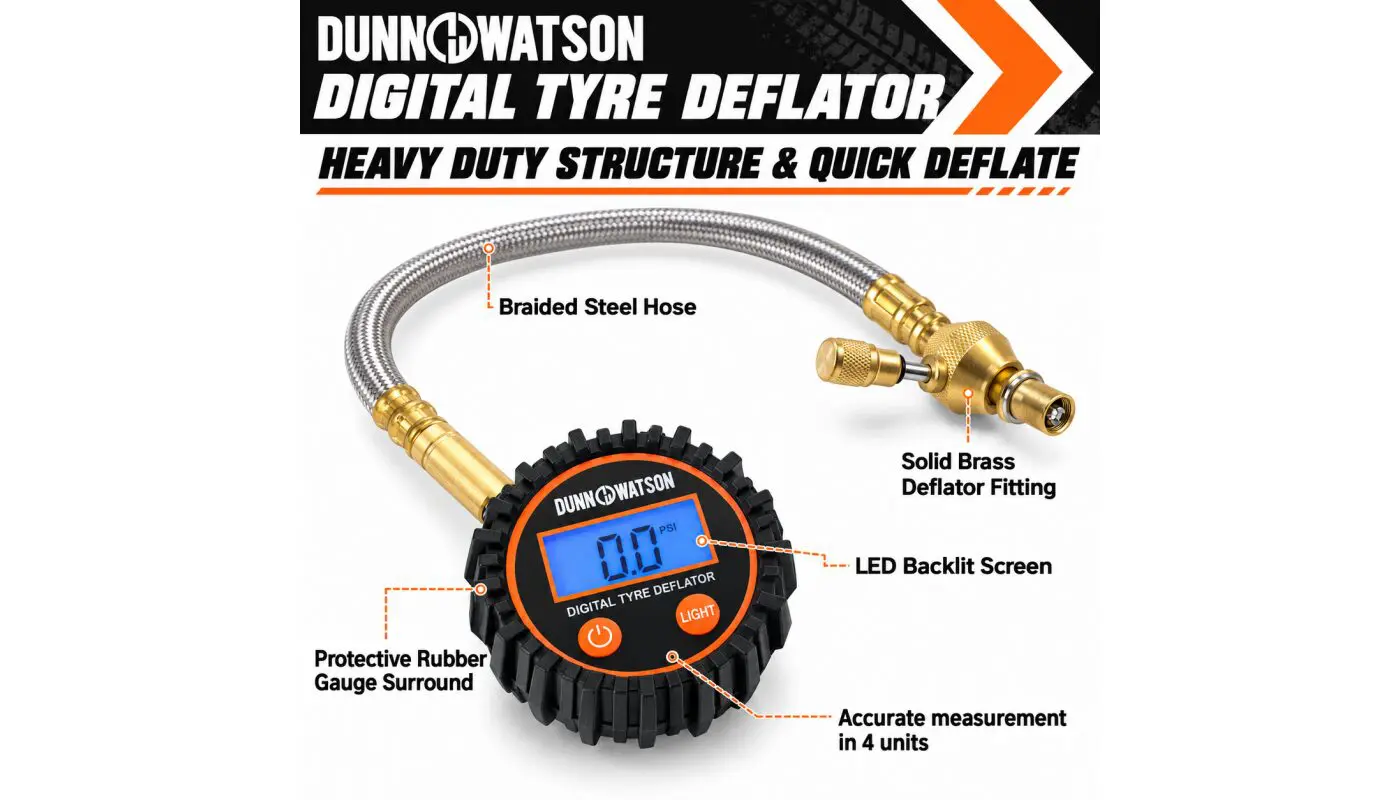 4WD Digital Air Down Tool – Backlit Tyre Deflator PSI Display - 1