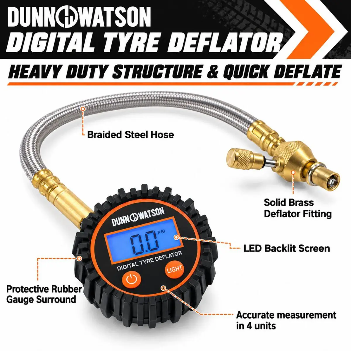 4WD Digital Air Down Tool – Backlit Tyre Deflator PSI Display - 1