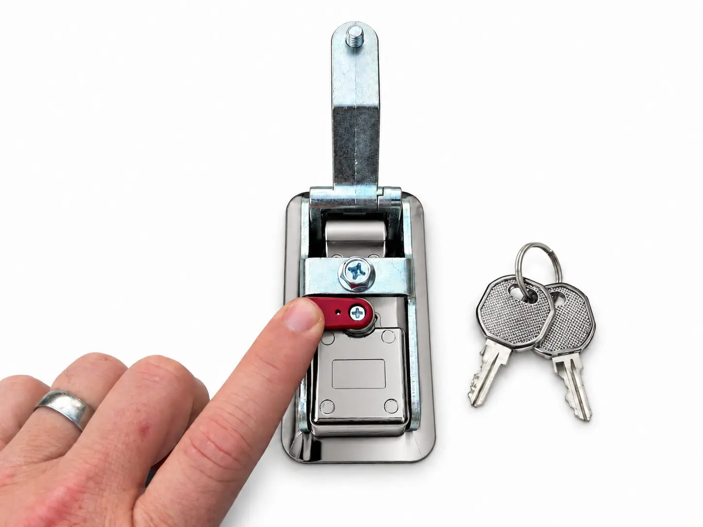 Polished Chrome Lock With Red Lever
