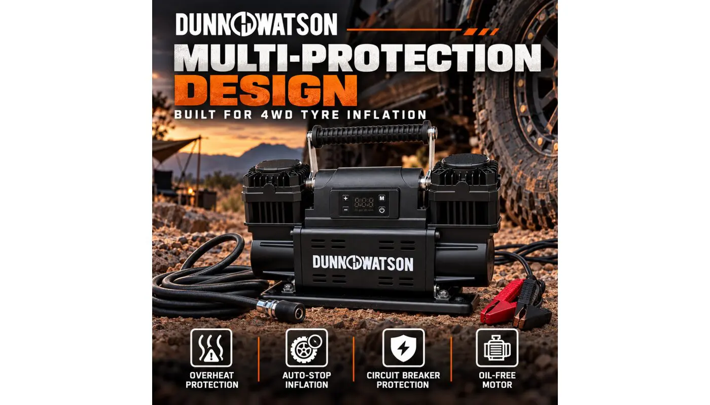 12V Dual Cylinder Air Compressor with LCD Auto-Stop – 150 PSI 4WD Tyre Inflation Kit - 2