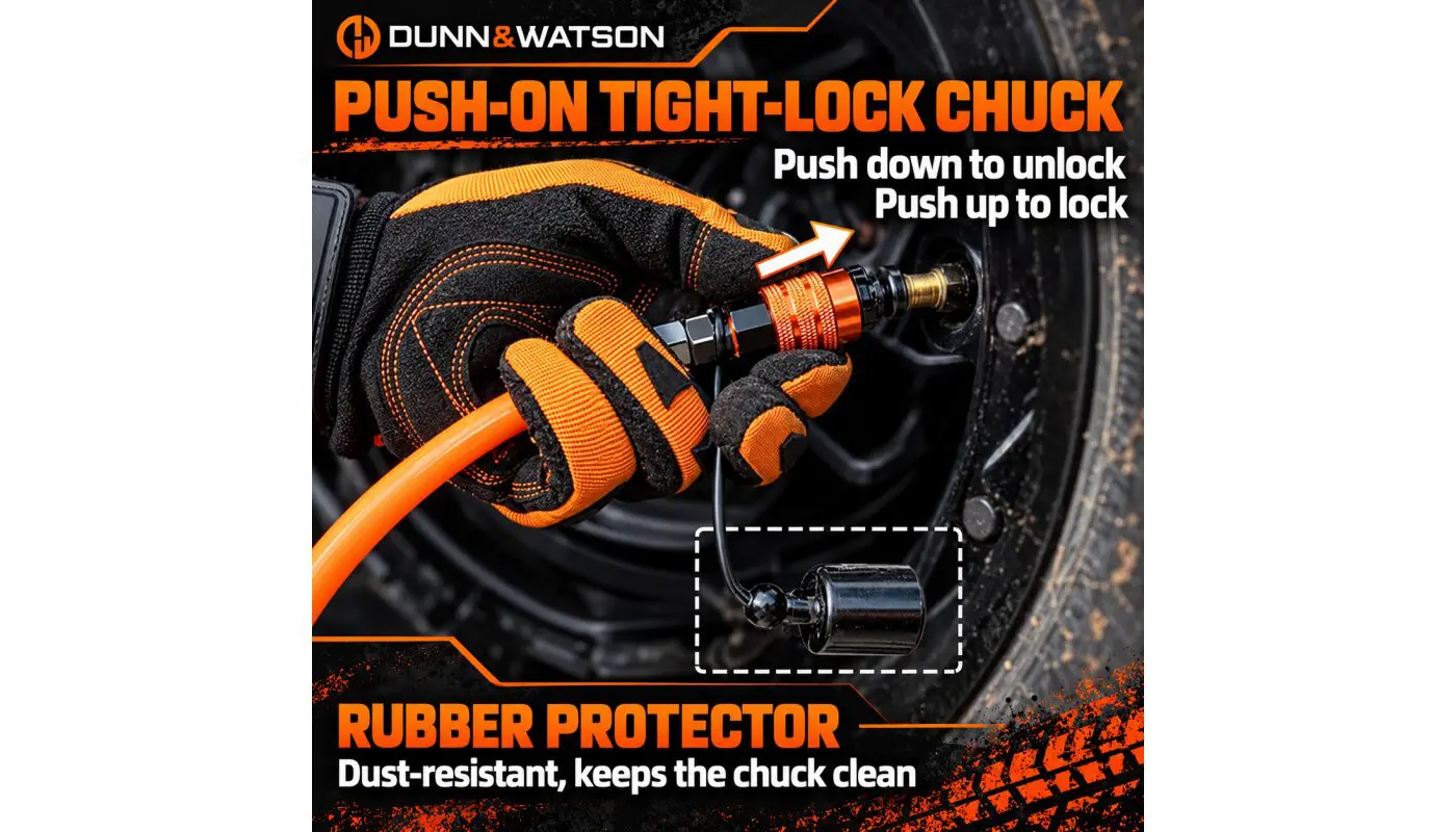 4 Tyre Inflation Deflation Kit – Dunn & Watson 4WD Digital Air Compressor Hose System - 5