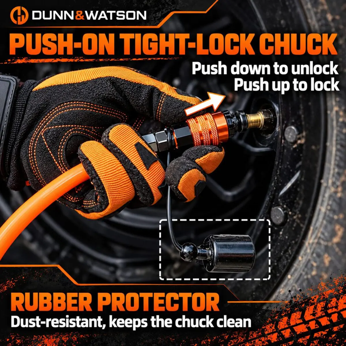 4 Tyre Inflation Deflation Kit – Dunn & Watson 4WD Digital Air Compressor Hose System - 5
