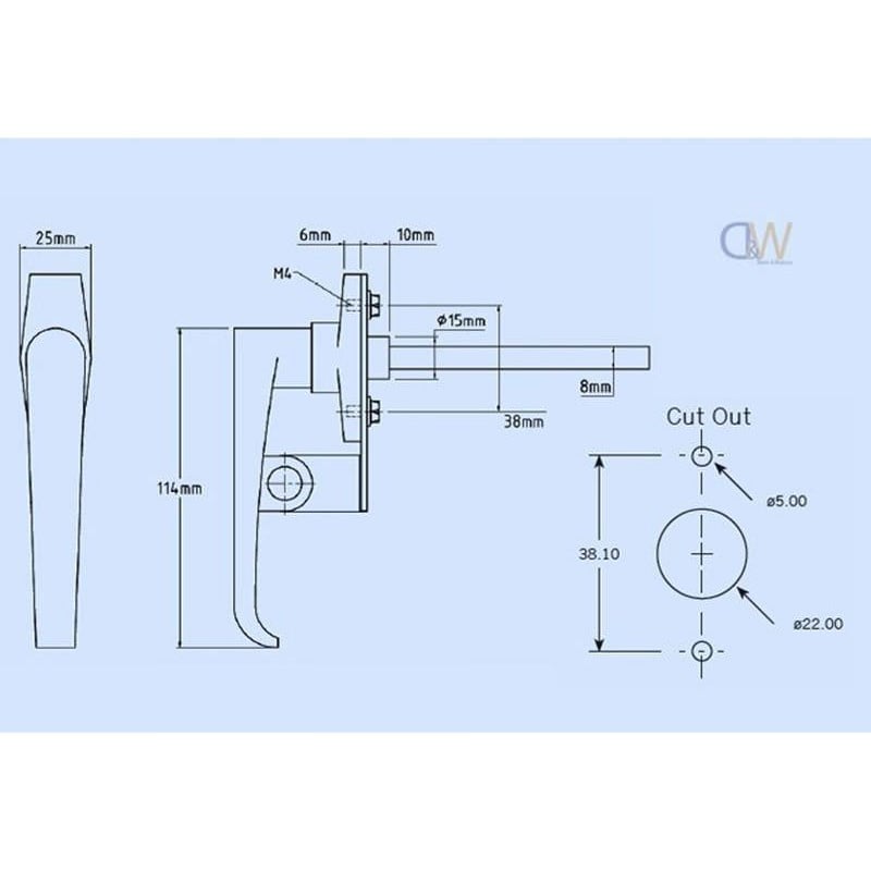 Non Locking L Handle - Chrome - 9