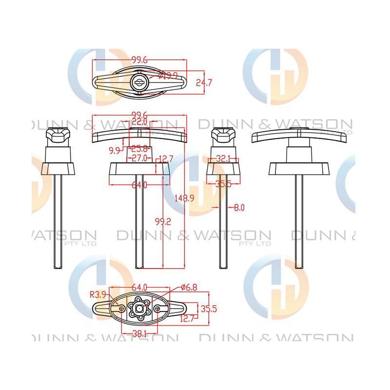 Front Fixing T Handle - Chrome - 11