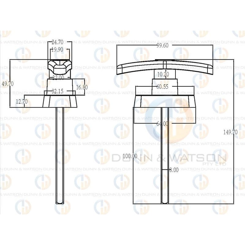 Front Fixing T Handle - Chrome - 3