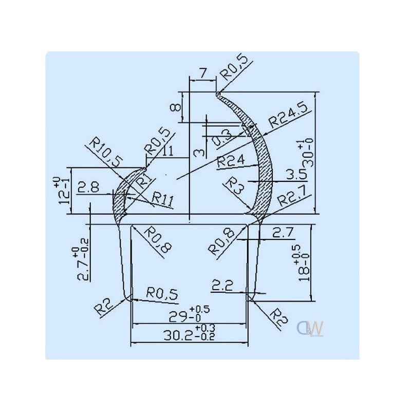 3000mm x 30mm PVC H Seal - Grey/White - 2