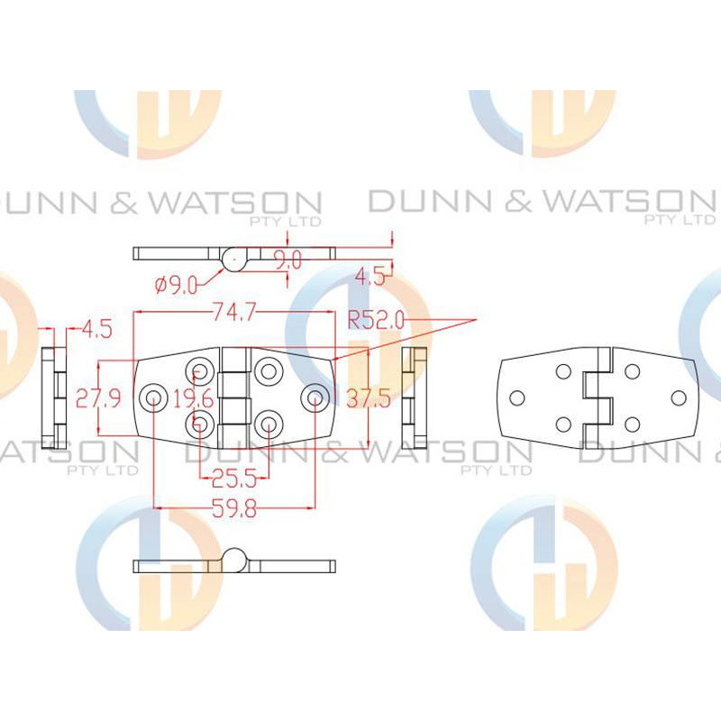 316 Boat Hinge - Stainless Steel - 7