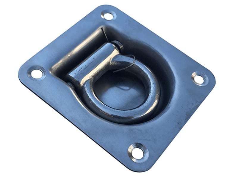 Tiedown Breaking Load of 1,200 Pounds Floor Flush Surface Mount with Black Bases SPEP.com 4 Pack D Ring Steel Tie-Downs 
