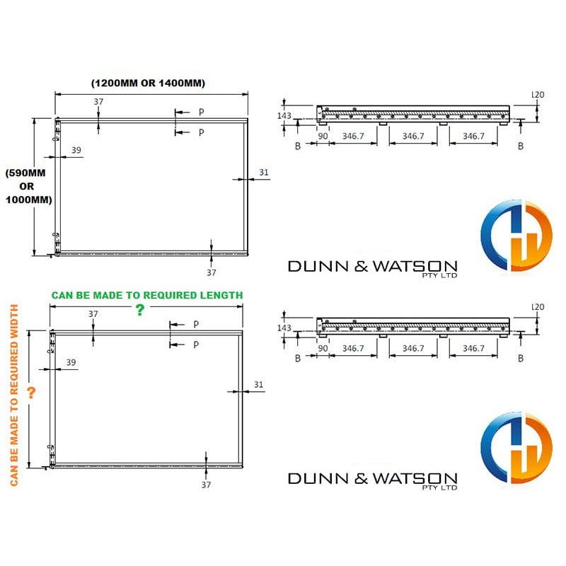 Tub Slide 590mm & 1000mm Wide - Aluminium (Australian Made) - 6