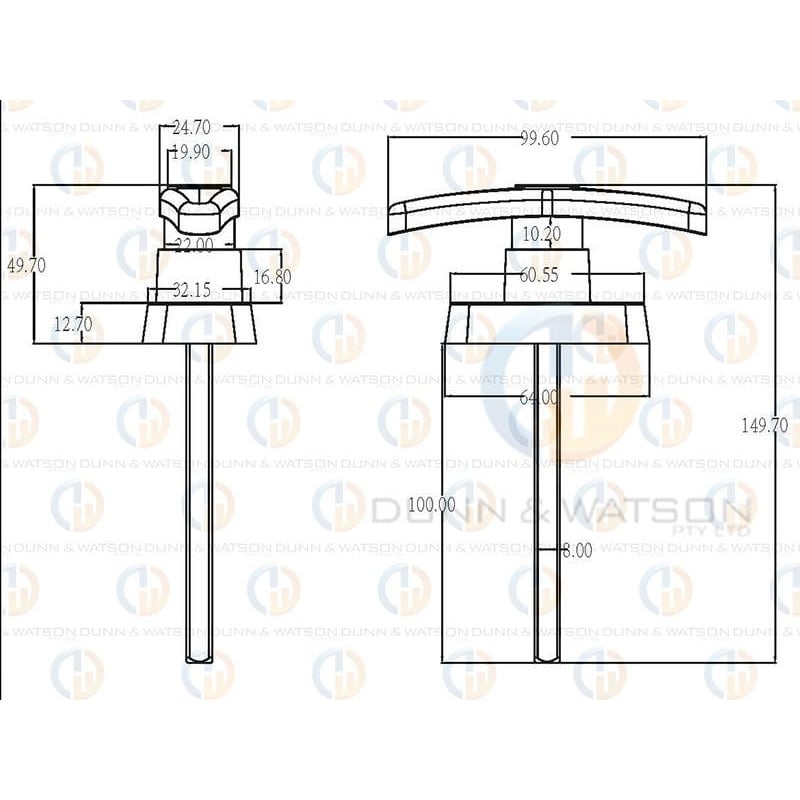 Front Fixing T Handle - Black - 2