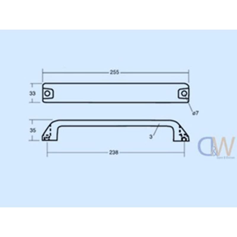 Powder Coated Steel Grab Handle - 1