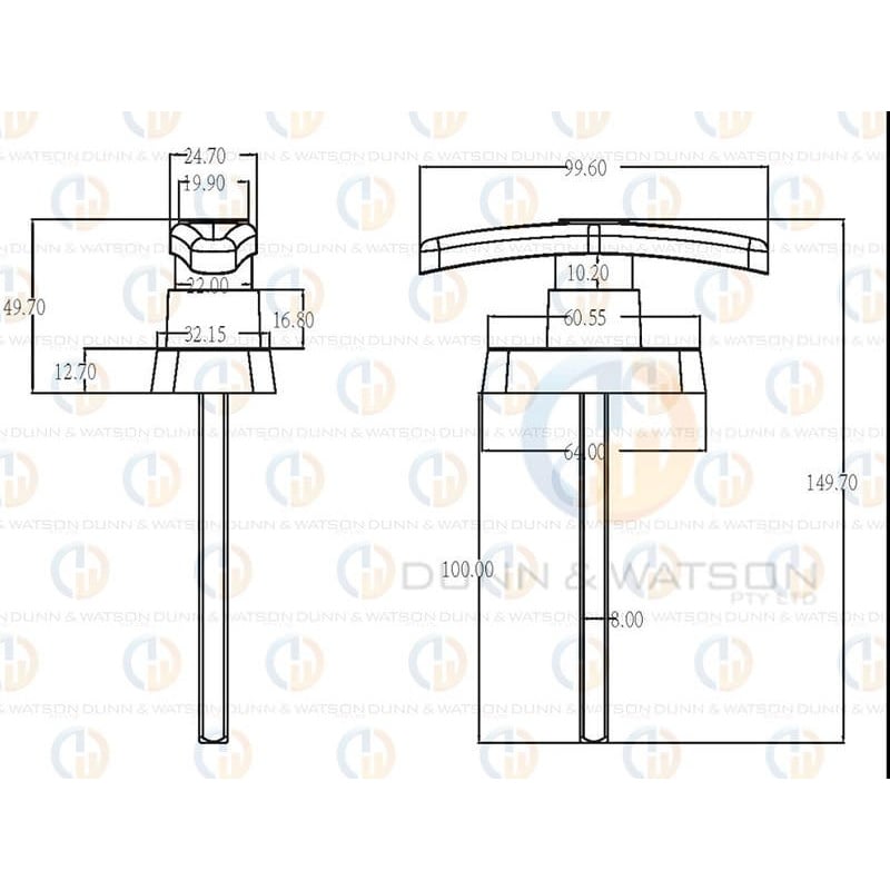 Rear Fixing T Handle - Black - 2