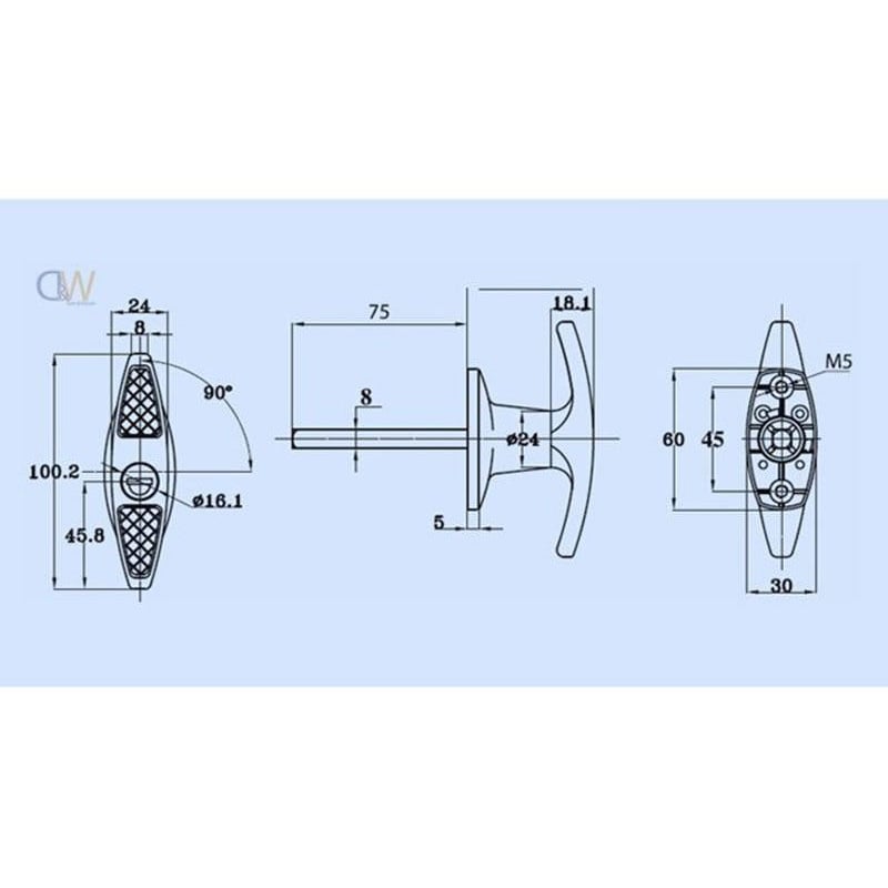 Rear Fixing T Handle - Chrome - 10