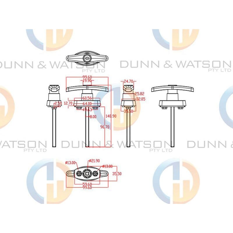 Rear Fixing T Handle - Chrome - 2