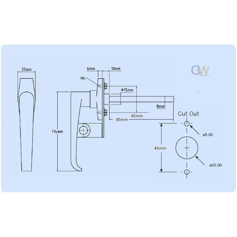 Padlocking L Handle - 12