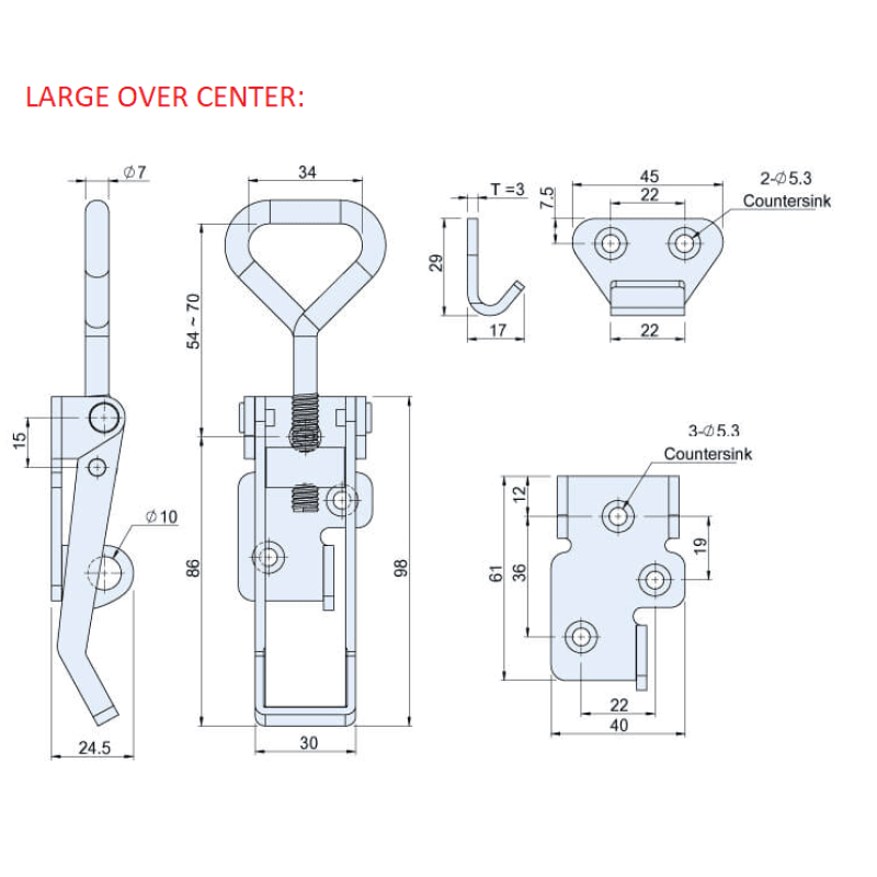 Over Centre Fastener - Stainless Steel - 1