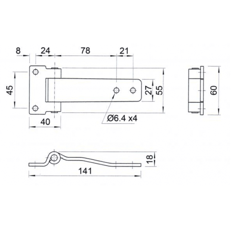 Small Over Seal Hinge - Stainless Steel - 3