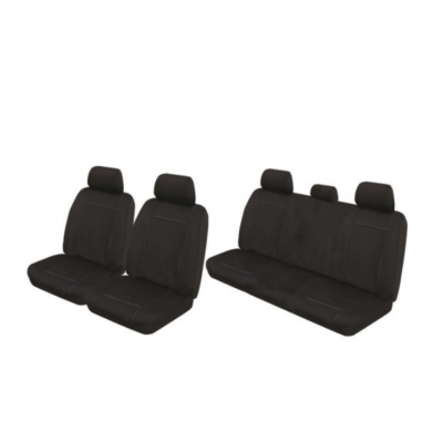 Neoprene Car Seat Covers - Black with Silver Stitching featuring the Dunn and Watson Logo - 12