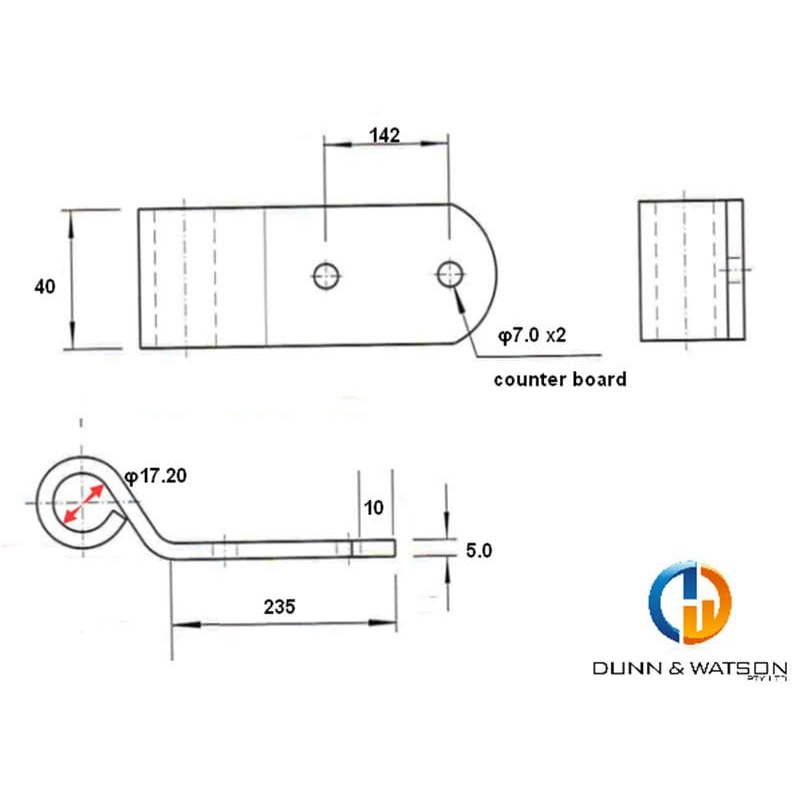 200mm Strap Hinge Kit - Stainless Steel - 5