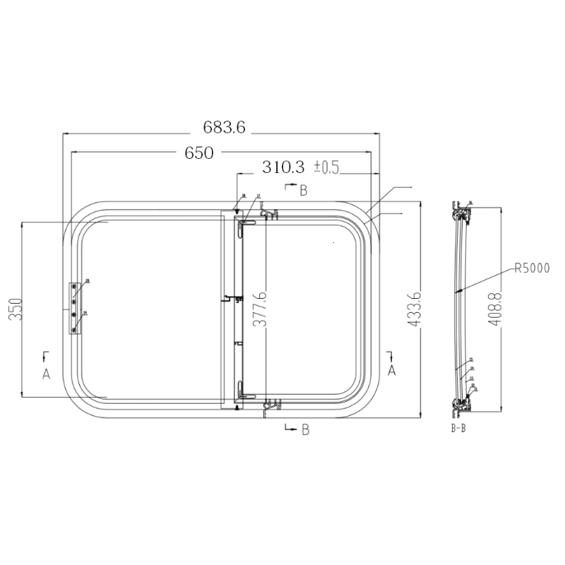 Curved Sliding Van Window - 9