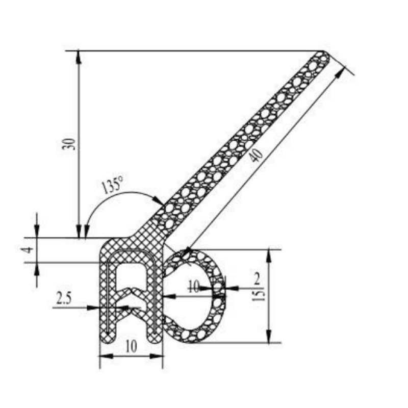 4x4 Canopy Single Leg Weather Seal - 5