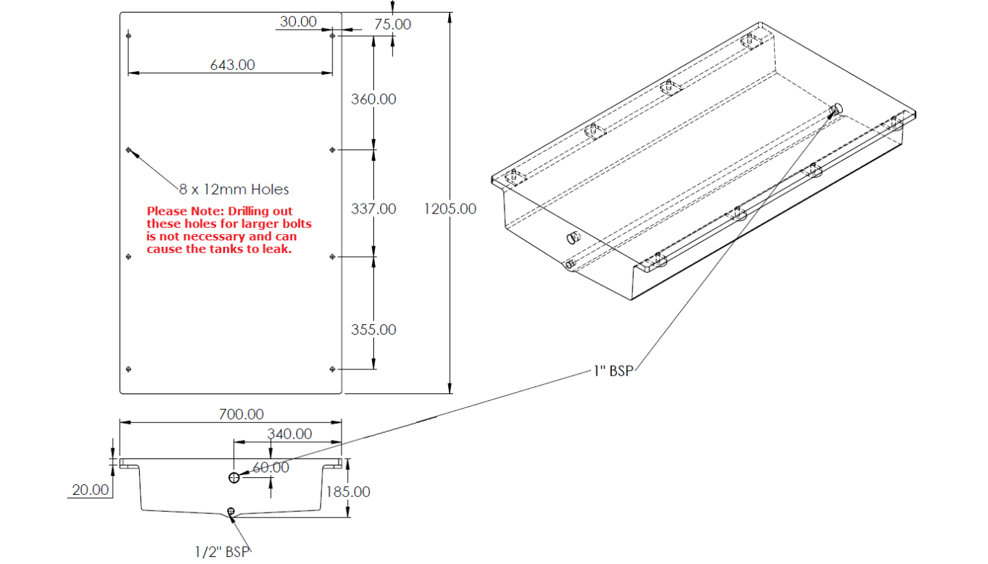 100L Trailer Diesel Tank (Australian Made) - 1