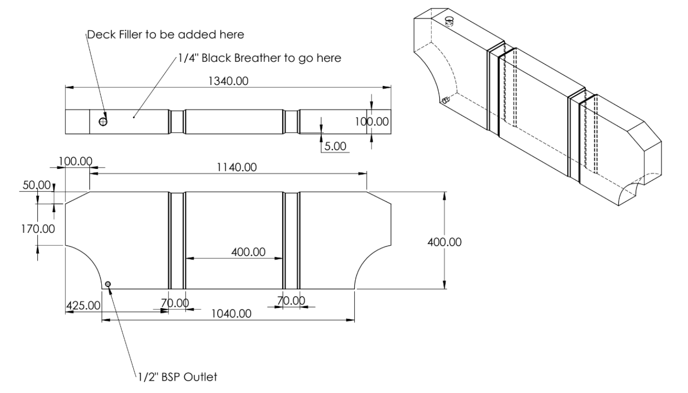 35L Slim Dual Wheel Arch Water Tank (Australian Made) - 1