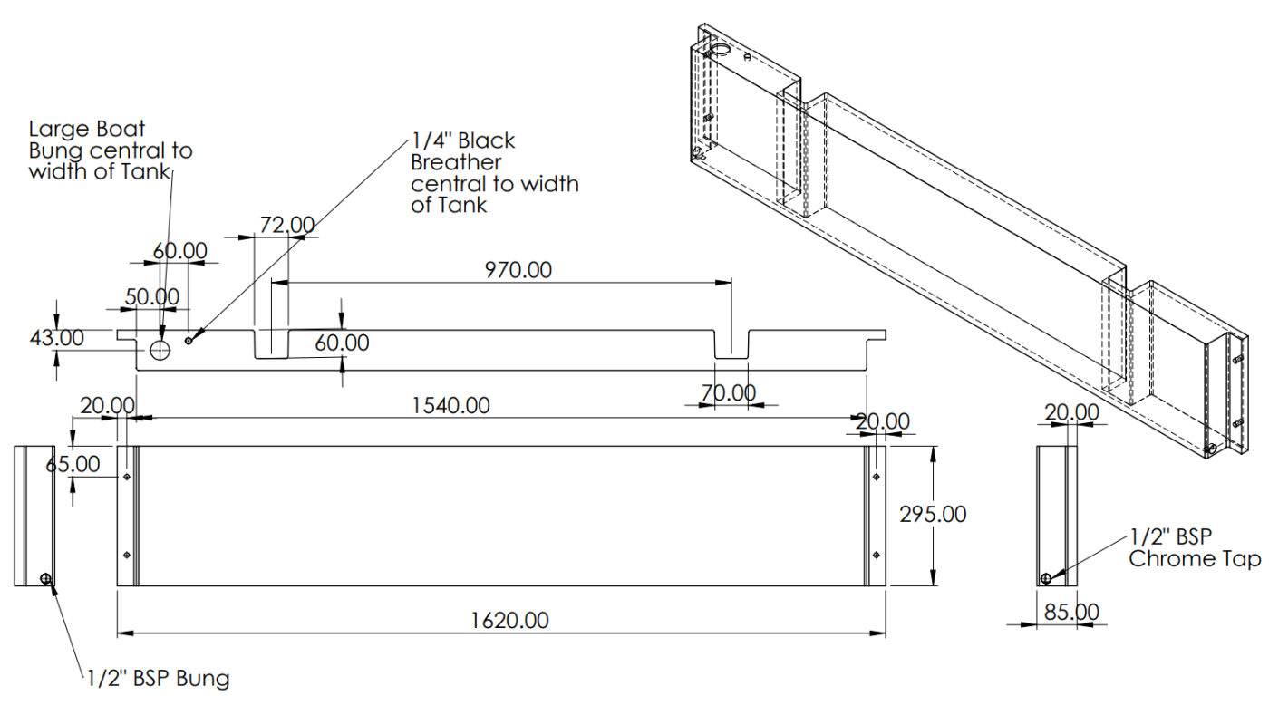 24L Ute Tray Headboard Tank (Australian Made) - 1