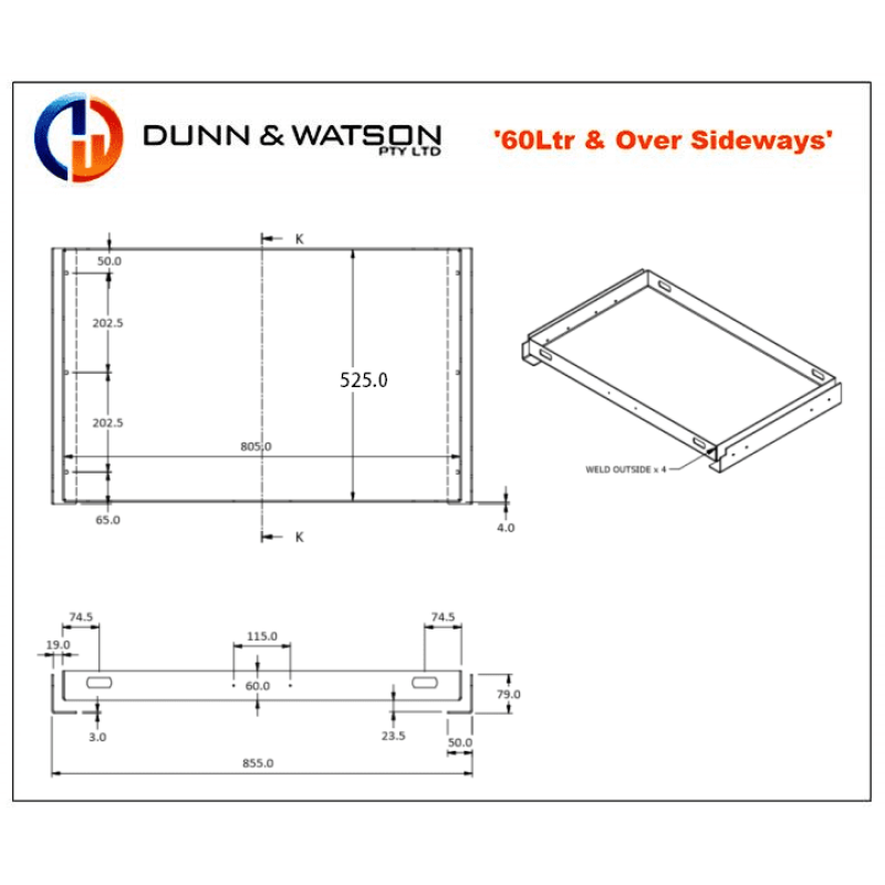 60ltr Sideways Dimenions