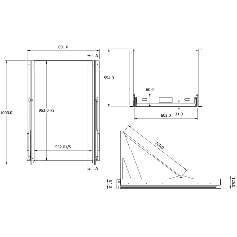 95ltr Slide And Tilt Fridge Slide Dimensions