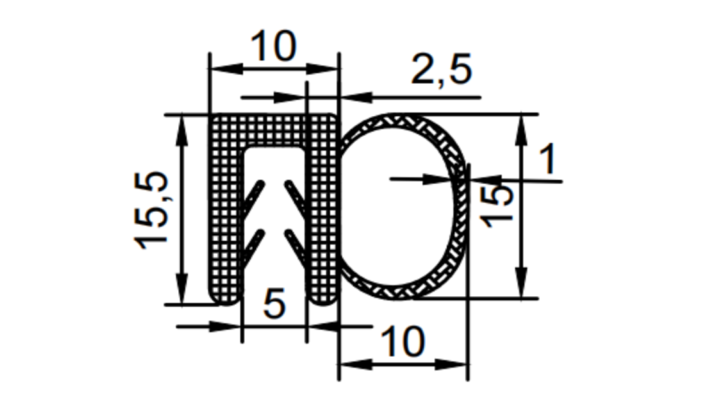 Regular Side Bubble Pinchweld Dimensions