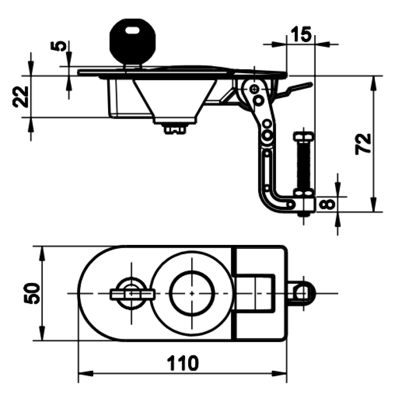 Rounded Base Compression Lock Dimensions