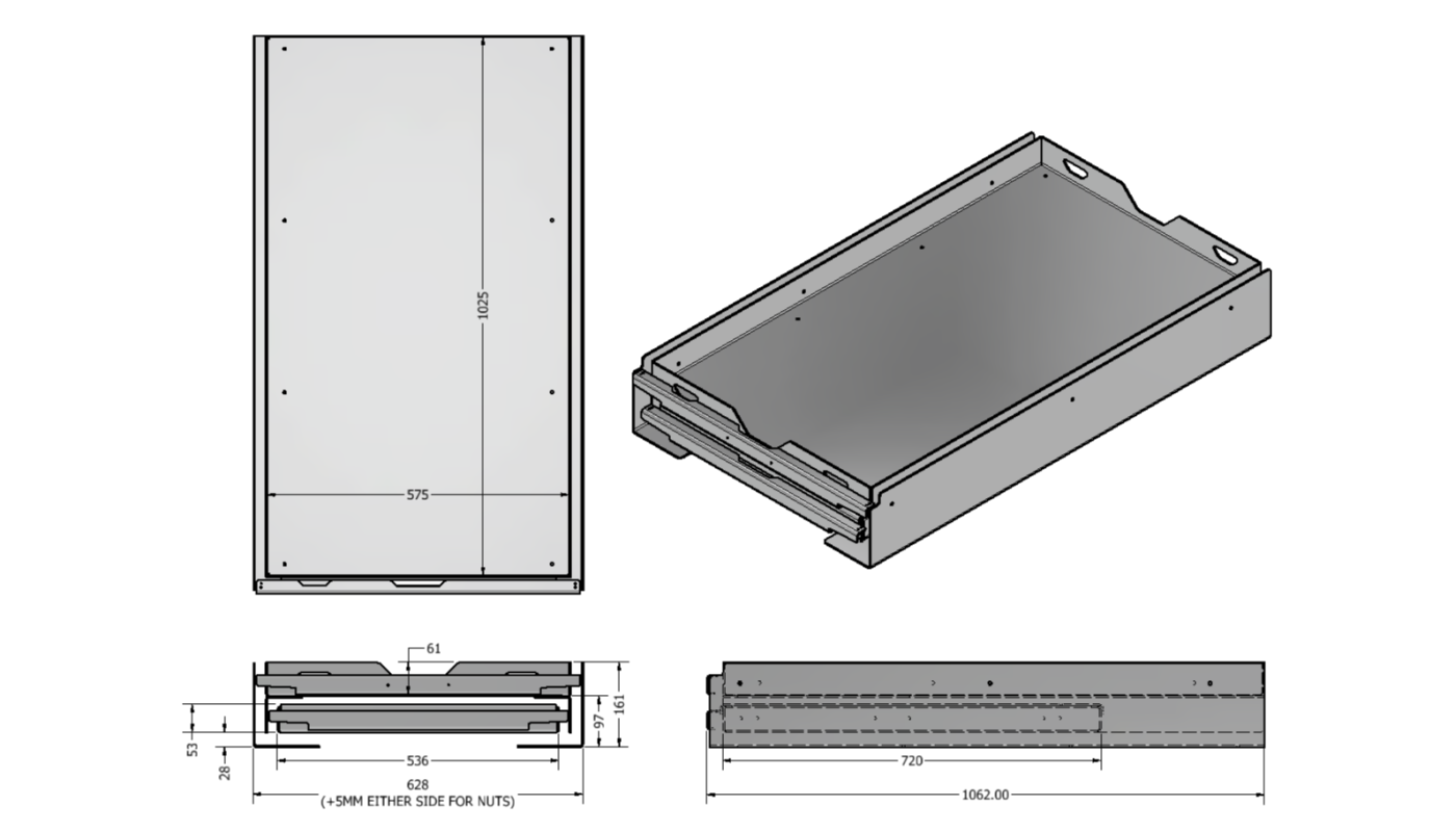80L & OVER FRIDGE SLIDE WITH CUTLERY BENCH