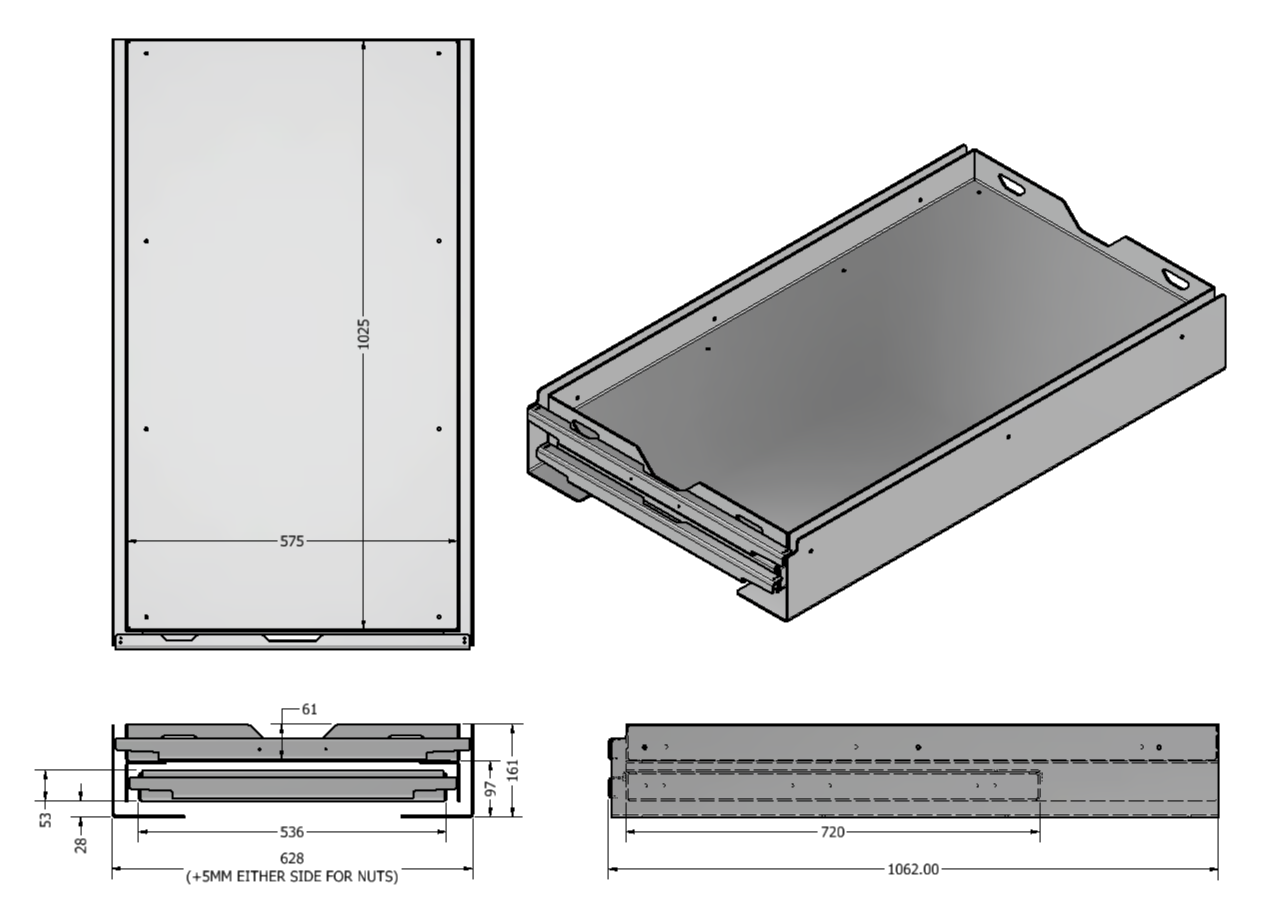 80L & OVER FRIDGE SLIDE WITH CUTLERY BENCH