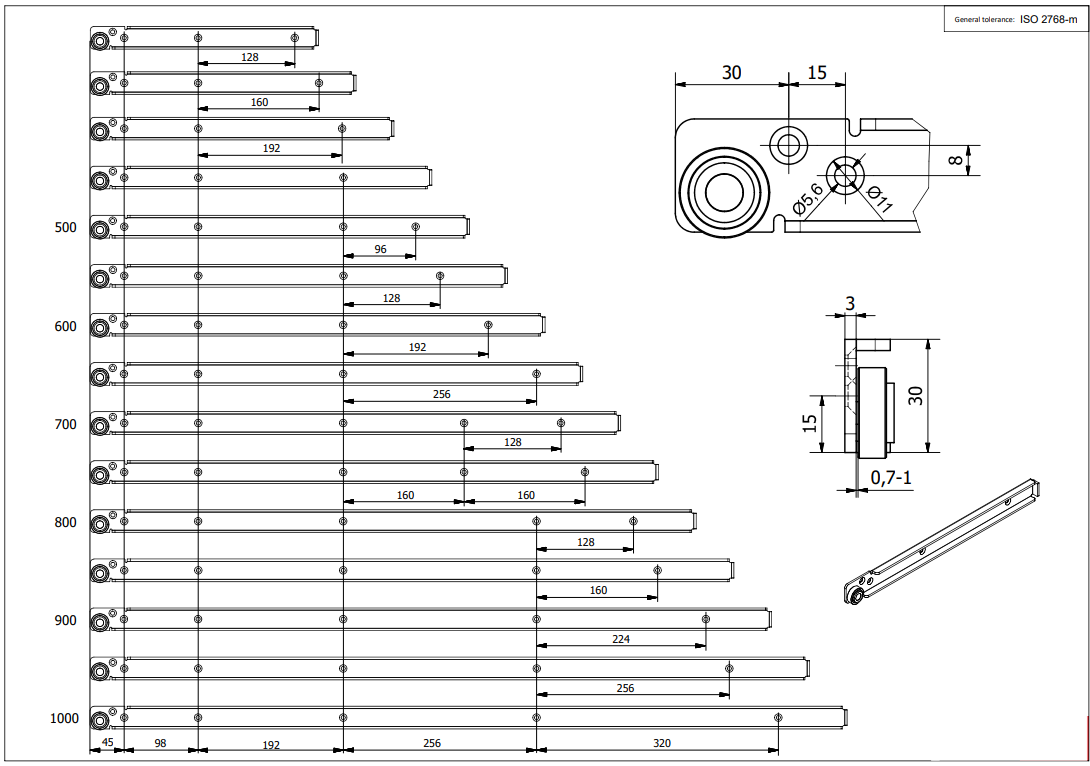 100kg Stainless Steel Base Mount Dimensions Hole Centers Outer Track