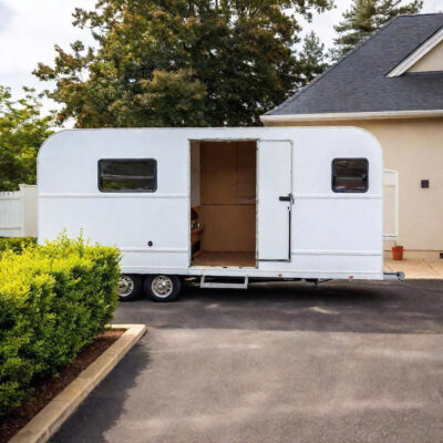 caravan with door open