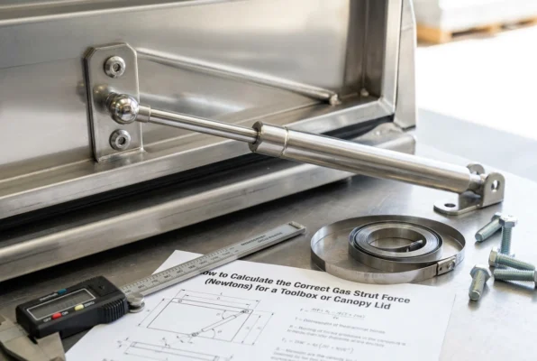 Professional header image for step-by-step guide: How to Calculate the Correct Gas Strut Force (Newtons) fo...