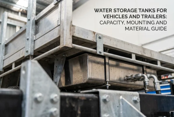 Professional header image for educational tutorial: Water Storage Tanks for Vehicles and Trailers: Capacity, ...